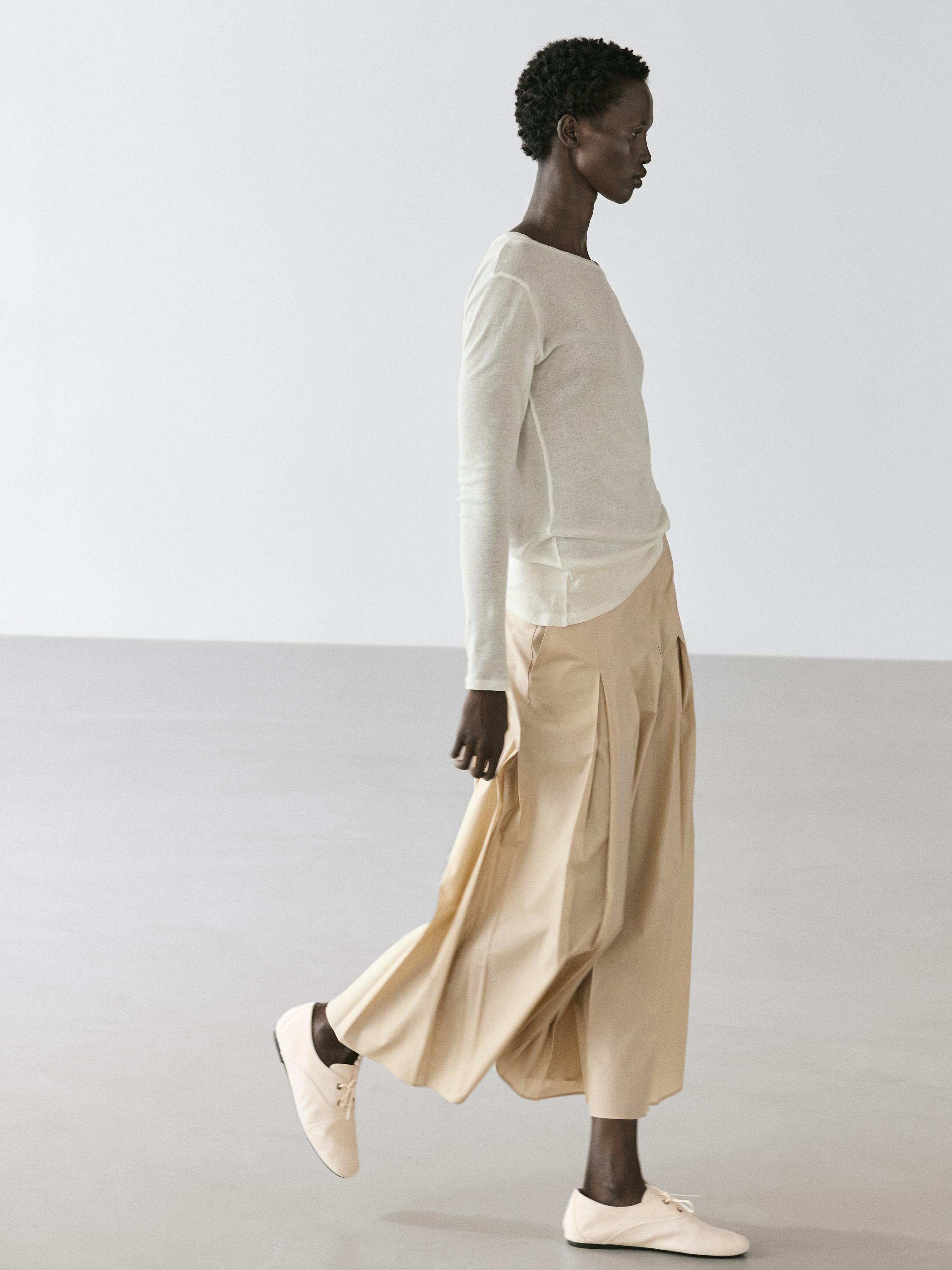 Jupe midi plissée coton